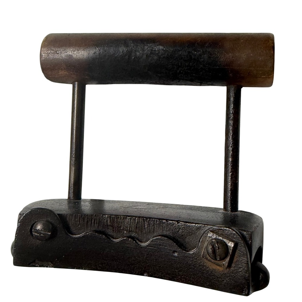 Antique Cast Iron Fluting Iron Base with Wood Handle
